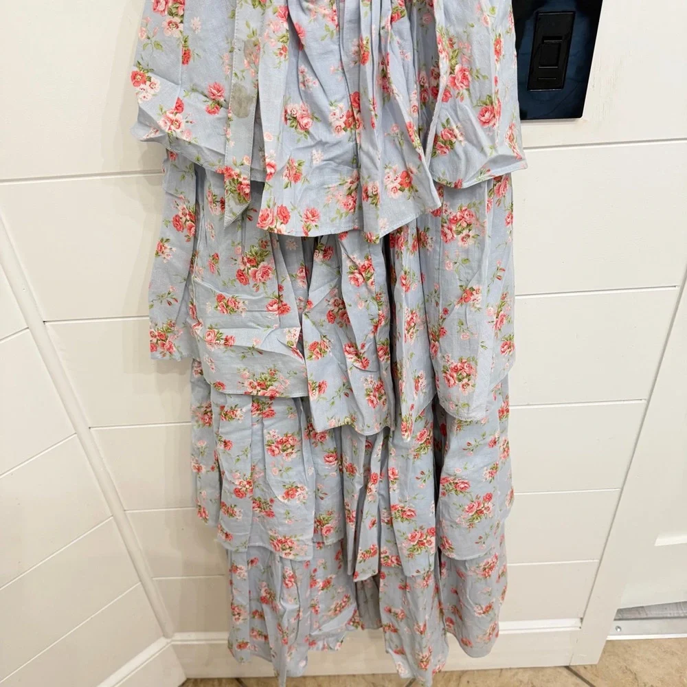 Abercrombie & Fitch Light Blue Floral Tiered Maxi Dress
